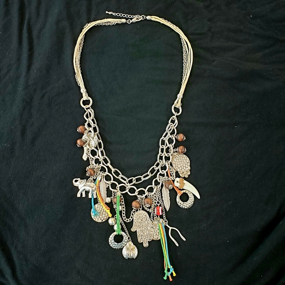 BIG Charm Necklace Chain Long Wishbone Elephant ++ - Picture 6 of 6